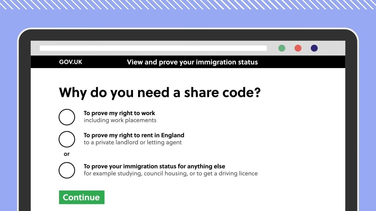 How to get a UK eVisa share code.